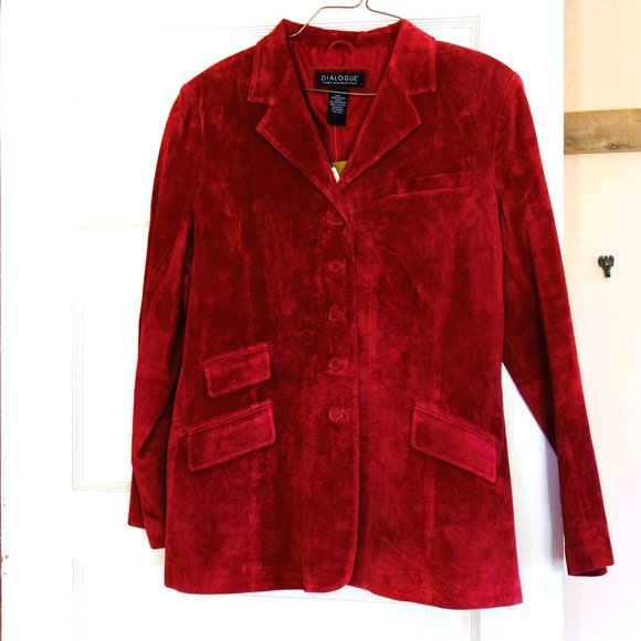 NWT Dialogue Washable Rust Color Suede Notch Collar Riding Jacket Size 10 - Picture 1 of 6